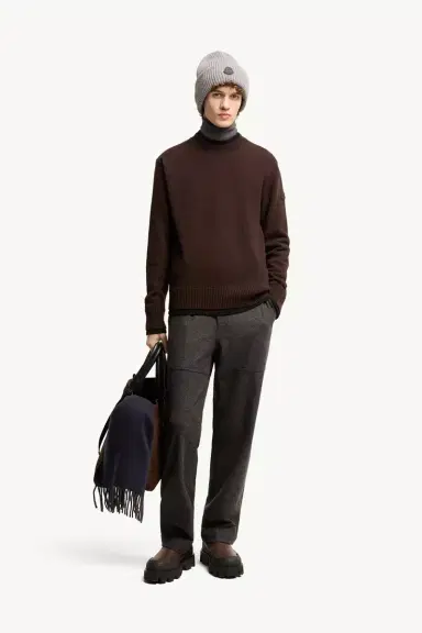 Moncler Leather Logo Wool & Cashmere Blend Sweater | Thumbnail 3 Moncler Leather Logo Wool & Cashmere Blend Sweater | Thumbnail 3