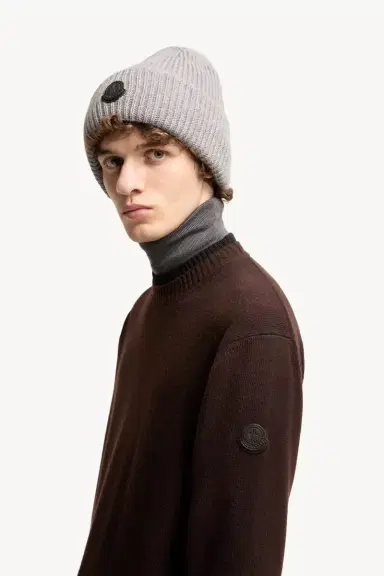 Moncler Leather Logo Wool & Cashmere Blend Sweater | Thumbnail 4 Moncler Leather Logo Wool & Cashmere Blend Sweater | Thumbnail 4