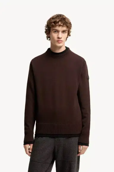 Moncler Leather Logo Wool & Cashmere Blend Sweater | Thumbnail 5 Moncler Leather Logo Wool & Cashmere Blend Sweater | Thumbnail 5