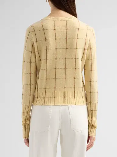 Guest In Residence Women's Shrunken Windowpane Cashmere Crewneck Sweater | Thumbnail 3 Guest In Residence Women's Shrunken Windowpane Cashmere Crewneck Sweater | Thumbnail 3