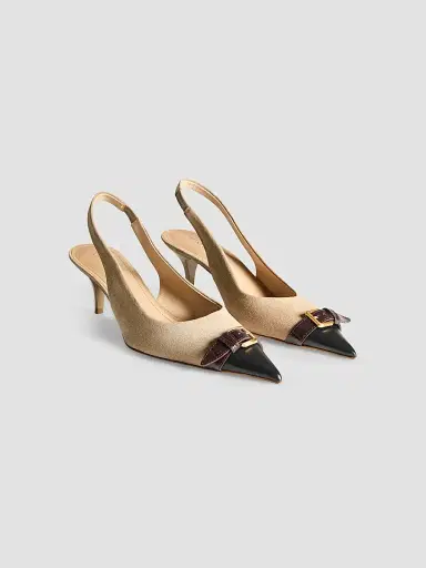 JW Anderson Women's Buckle Suede & Leather Slingback Pumps | Thumbnail 2 JW Anderson Women's Buckle Suede & Leather Slingback Pumps | Thumbnail 2