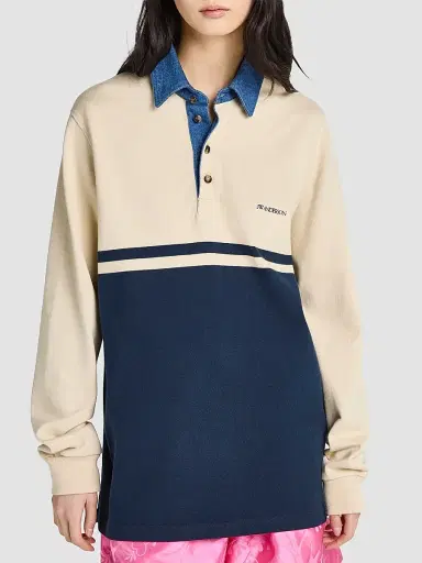 JW Anderson Women's Contrast-Collar Long-Sleeve Polo Shirt | Thumbnail 4 JW Anderson Women's Contrast-Collar Long-Sleeve Polo Shirt | Thumbnail 4