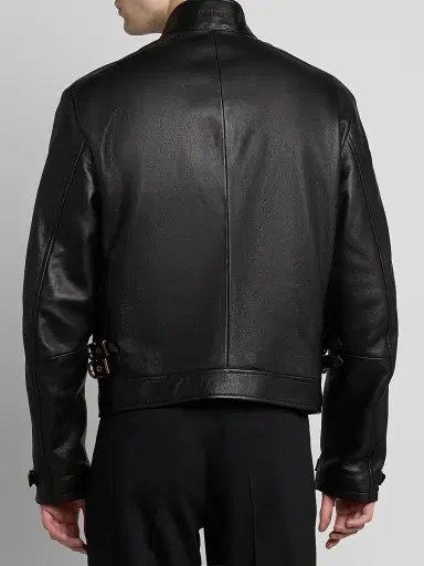 Versace Men's Leather Moto Jacket | Thumbnail 3 Versace Men's Leather Moto Jacket | Thumbnail 3