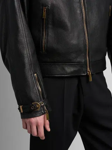 Versace Men's Leather Moto Jacket | Thumbnail 5 Versace Men's Leather Moto Jacket | Thumbnail 5