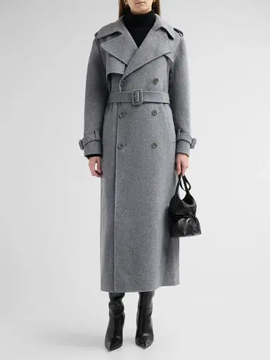Simkhai Women's Rumi Belted Wool-Blend Double-Breasted Long Coat | Thumbnail 2 Simkhai Women's Rumi Belted Wool-Blend Double-Breasted Long Coat | Thumbnail 2