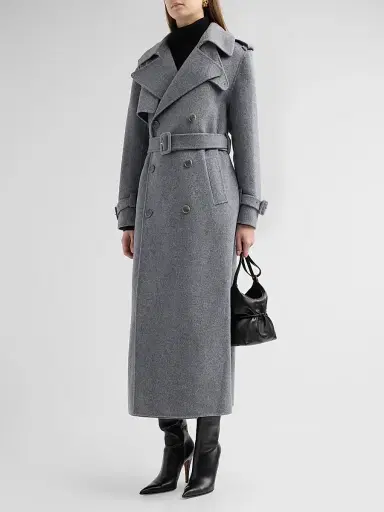 Simkhai Women's Rumi Belted Wool-Blend Double-Breasted Long Coat | Thumbnail 4 Simkhai Women's Rumi Belted Wool-Blend Double-Breasted Long Coat | Thumbnail 4