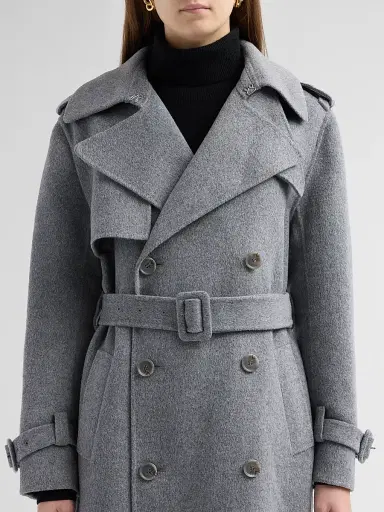 Simkhai Women's Rumi Belted Wool-Blend Double-Breasted Long Coat | Thumbnail 5 Simkhai Women's Rumi Belted Wool-Blend Double-Breasted Long Coat | Thumbnail 5