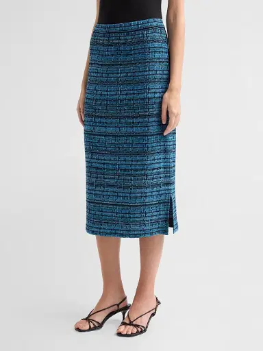 Ming Wang Women's Tweed Checked Pencil Midi Skirt | Thumbnail 4 Ming Wang Women's Tweed Checked Pencil Midi Skirt | Thumbnail 4