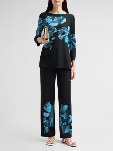Ming Wang Women's Floral Jacquard Tunic Top | Thumbnail 2 Ming Wang Women's Floral Jacquard Tunic Top | Thumbnail 2