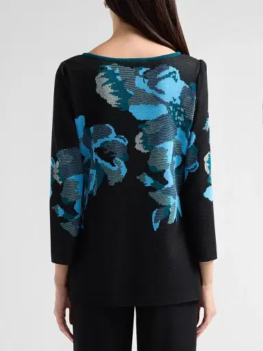 Ming Wang Women's Floral Jacquard Tunic Top | Thumbnail 3 Ming Wang Women's Floral Jacquard Tunic Top | Thumbnail 3