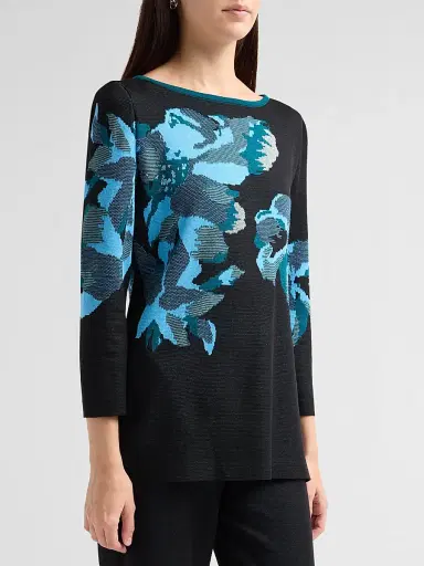 Ming Wang Women's Floral Jacquard Tunic Top | Thumbnail 4 Ming Wang Women's Floral Jacquard Tunic Top | Thumbnail 4