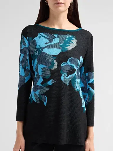 Ming Wang Women's Floral Jacquard Tunic Top | Thumbnail 5 Ming Wang Women's Floral Jacquard Tunic Top | Thumbnail 5
