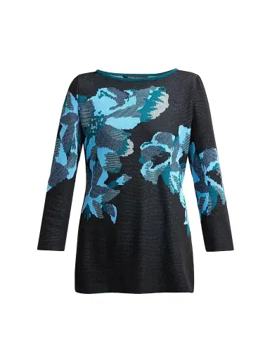 Ming Wang Women's Floral Jacquard Tunic Top | Thumbnail 1 Ming Wang Women's Floral Jacquard Tunic Top | Thumbnail 1