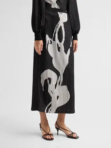 Ming Wang Women's Striped Floral Skirt | Thumbnail 4 Ming Wang Women's Striped Floral Skirt | Thumbnail 4