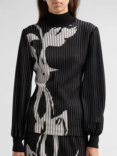 Ming Wang Women's Floral Striped Tunic | Thumbnail 5 Ming Wang Women's Floral Striped Tunic | Thumbnail 5