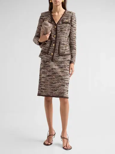 Ming Wang Women's Eyelash Tweed Knit A-Line Knee-Length Skirt | Thumbnail 2 Ming Wang Women's Eyelash Tweed Knit A-Line Knee-Length Skirt | Thumbnail 2