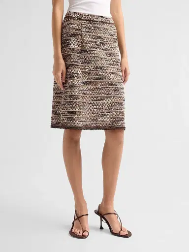 Ming Wang Women's Eyelash Tweed Knit A-Line Knee-Length Skirt | Thumbnail 4 Ming Wang Women's Eyelash Tweed Knit A-Line Knee-Length Skirt | Thumbnail 4