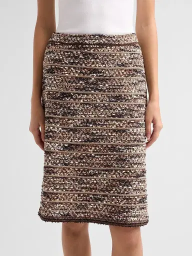 Ming Wang Women's Eyelash Tweed Knit A-Line Knee-Length Skirt | Thumbnail 5 Ming Wang Women's Eyelash Tweed Knit A-Line Knee-Length Skirt | Thumbnail 5