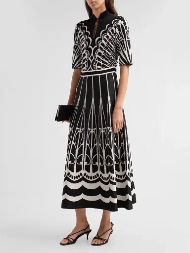 Ming Wang Women's Graphic-Print Keyhole Midi Dress | Thumbnail 4 Ming Wang Women's Graphic-Print Keyhole Midi Dress | Thumbnail 4