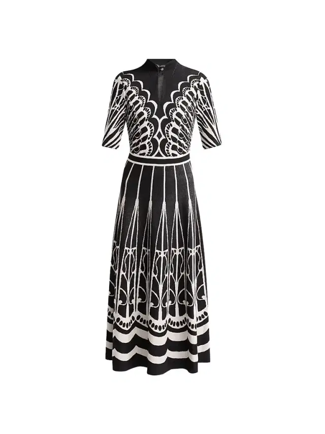 Women's Graphic-Print Keyhole Midi Dress Women's Graphic-Print Keyhole Midi Dress