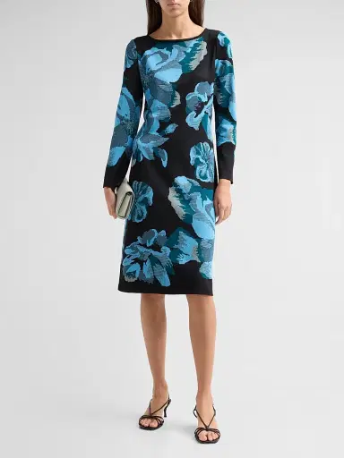 Ming Wang Women's Floral Jacquard Sheath Midi Dress | Thumbnail 2 Ming Wang Women's Floral Jacquard Sheath Midi Dress | Thumbnail 2