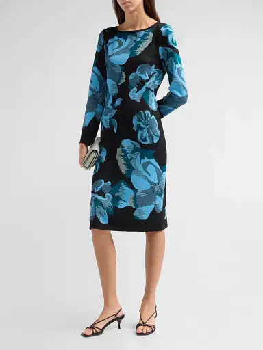 Ming Wang Women's Floral Jacquard Sheath Midi Dress | Thumbnail 4 Ming Wang Women's Floral Jacquard Sheath Midi Dress | Thumbnail 4