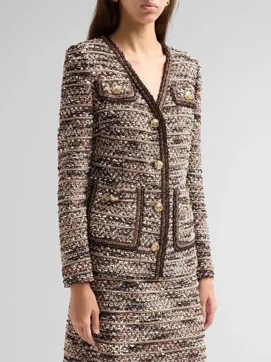 Ming Wang Women's Eyelash Tweed Jacket | Thumbnail 4 Ming Wang Women's Eyelash Tweed Jacket | Thumbnail 4