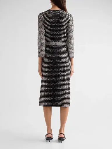 Ming Wang Women's Aria Monochrome Midi Wrap Dress | Thumbnail 3 Ming Wang Women's Aria Monochrome Midi Wrap Dress | Thumbnail 3