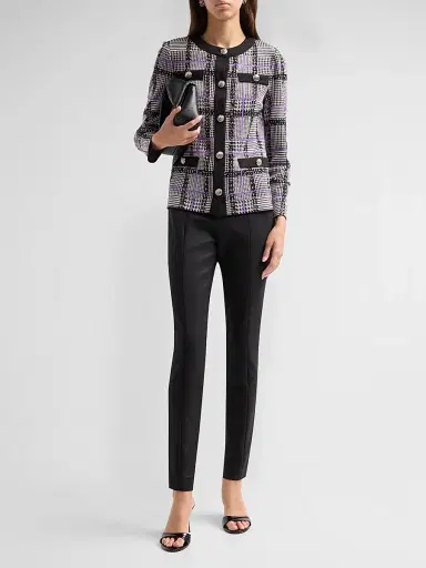 Ming Wang Women's Plaid Tweed Jacket | Thumbnail 2 Ming Wang Women's Plaid Tweed Jacket | Thumbnail 2