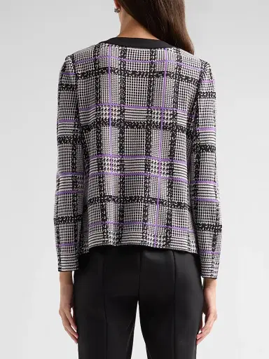 Ming Wang Women's Plaid Tweed Jacket | Thumbnail 3 Ming Wang Women's Plaid Tweed Jacket | Thumbnail 3