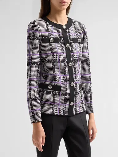 Ming Wang Women's Plaid Tweed Jacket | Thumbnail 4 Ming Wang Women's Plaid Tweed Jacket | Thumbnail 4
