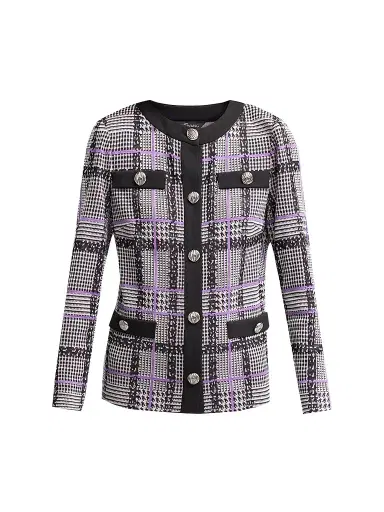 Ming Wang Women's Plaid Tweed Jacket | Thumbnail 1 Ming Wang Women's Plaid Tweed Jacket | Thumbnail 1