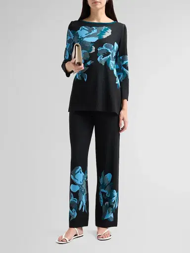 Ming Wang Women's Floral Jacquard Pants | Thumbnail 2 Ming Wang Women's Floral Jacquard Pants | Thumbnail 2