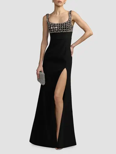 Mac Duggal Women's Beaded Crepe Sleeveless Gown | Thumbnail 2 Mac Duggal Women's Beaded Crepe Sleeveless Gown | Thumbnail 2