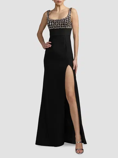 Mac Duggal Women's Beaded Crepe Sleeveless Gown | Thumbnail 3 Mac Duggal Women's Beaded Crepe Sleeveless Gown | Thumbnail 3