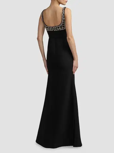Mac Duggal Women's Beaded Crepe Sleeveless Gown | Thumbnail 4 Mac Duggal Women's Beaded Crepe Sleeveless Gown | Thumbnail 4