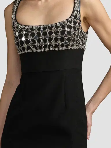 Mac Duggal Women's Beaded Crepe Sleeveless Gown | Thumbnail 6 Mac Duggal Women's Beaded Crepe Sleeveless Gown | Thumbnail 6