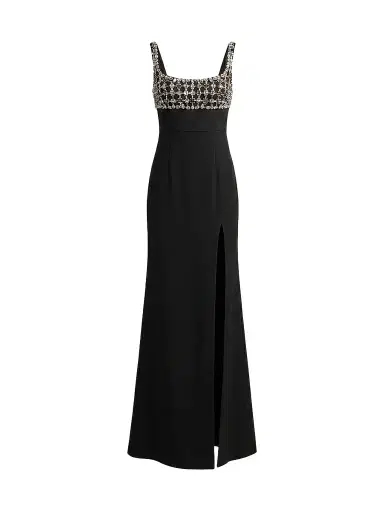 Mac Duggal Women's Beaded Crepe Sleeveless Gown | Thumbnail 1 Mac Duggal Women's Beaded Crepe Sleeveless Gown | Thumbnail 1