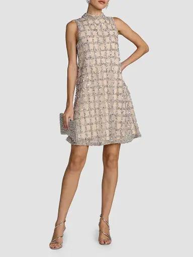 Mac Duggal Women's Embellished Mesh Sleeveless Mini Dress | Thumbnail 2 Mac Duggal Women's Embellished Mesh Sleeveless Mini Dress | Thumbnail 2