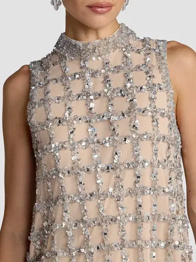 Mac Duggal Women's Embellished Mesh Sleeveless Mini Dress | Thumbnail 5 Mac Duggal Women's Embellished Mesh Sleeveless Mini Dress | Thumbnail 5