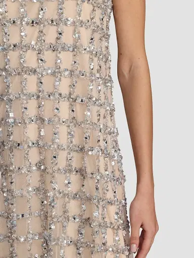 Mac Duggal Women's Embellished Mesh Sleeveless Mini Dress | Thumbnail 6 Mac Duggal Women's Embellished Mesh Sleeveless Mini Dress | Thumbnail 6
