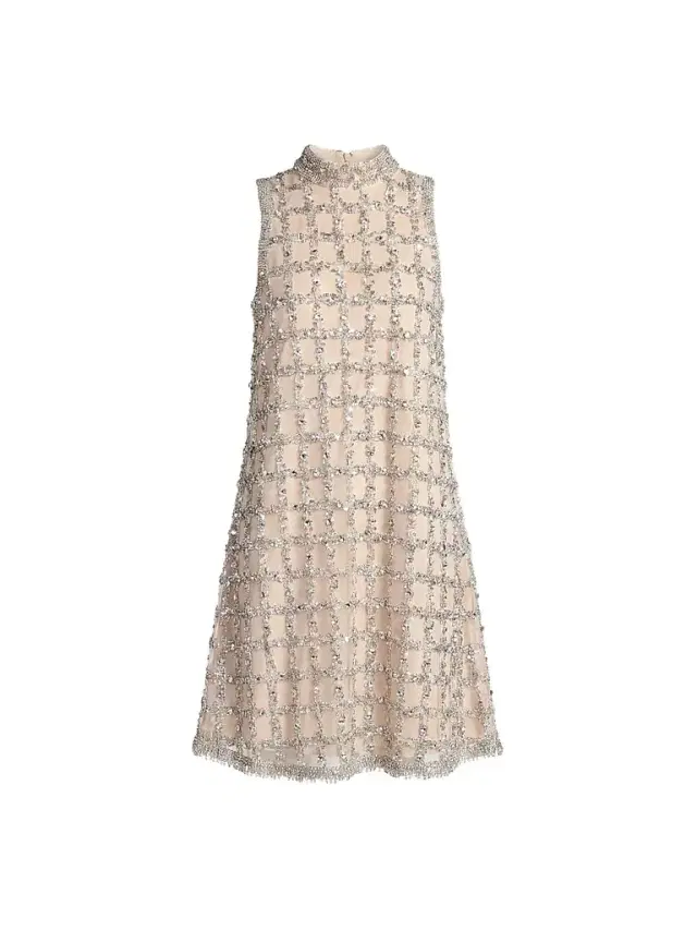 Women's Embellished Mesh Sleeveless Mini Dress Women's Embellished Mesh Sleeveless Mini Dress
