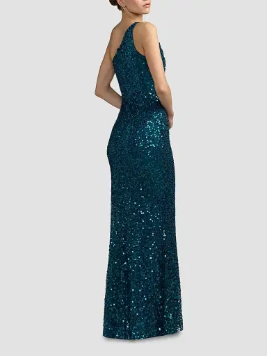 Mac Duggal Women's Floral Mesh One-Shoulder Gown | Thumbnail 3 Mac Duggal Women's Floral Mesh One-Shoulder Gown | Thumbnail 3