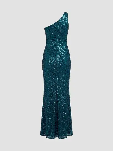 Mac Duggal Women's Floral Mesh One-Shoulder Gown | Thumbnail 5 Mac Duggal Women's Floral Mesh One-Shoulder Gown | Thumbnail 5