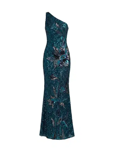 Mac Duggal Women's Floral Mesh One-Shoulder Gown | Thumbnail 1 Mac Duggal Women's Floral Mesh One-Shoulder Gown | Thumbnail 1