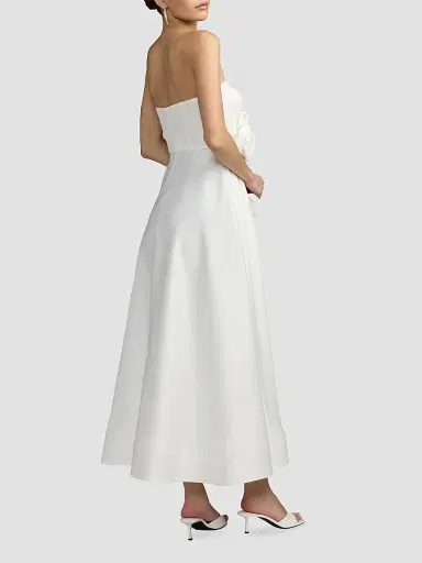 Mac Duggal Women's Floral Satin Strapless Midi Dress | Thumbnail 3 Mac Duggal Women's Floral Satin Strapless Midi Dress | Thumbnail 3