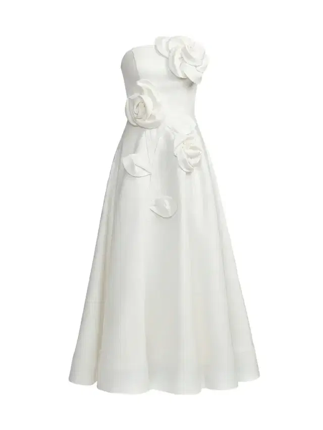 Women's Floral Satin Strapless Midi Dress Women's Floral Satin Strapless Midi Dress
