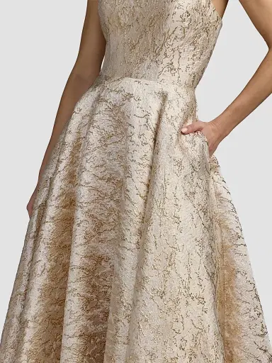 Mac Duggal Women's Strapless Brocade Fit & Flare Gown | Thumbnail 5 Mac Duggal Women's Strapless Brocade Fit & Flare Gown | Thumbnail 5