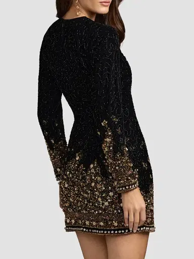 Mac Duggal Women's Embellished Velvet Mini Dress | Thumbnail 3 Mac Duggal Women's Embellished Velvet Mini Dress | Thumbnail 3