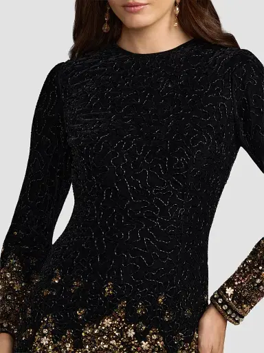 Mac Duggal Women's Embellished Velvet Mini Dress | Thumbnail 4 Mac Duggal Women's Embellished Velvet Mini Dress | Thumbnail 4